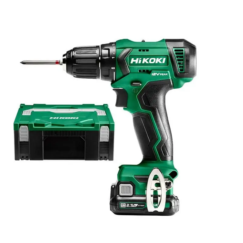 Perceuse-visseuse 12V Peak 2 x 2,5Ah – HIKOKI -DS12DAWEZ – 38Nm 2 batteries + 1 chargeur + Hitcase II Vente Directe