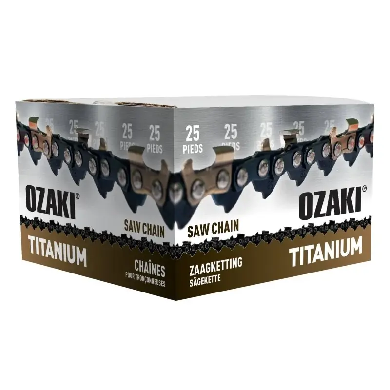 Rouleau de chaîne de tronçonneuse semi-carrée 3/8&Prime; 050 low pro 25 pieds avec induction titane des couteaux OZAKI ZK38LP50TI25P Achat Immédiat