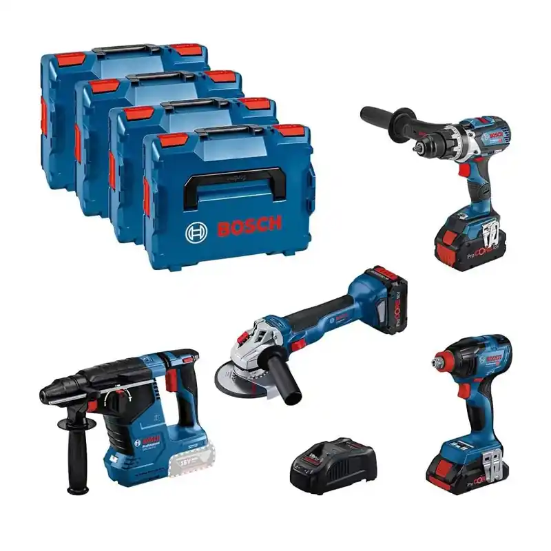 Achetez Aujourd&rsquo;hui Pack 4 outils 18V BOSCH GSR 18V-110C + GDX 18V-210C + GWS 18V-10 + GBH 18V-24C + 1 batterie 4,0 Ah (ProCORE) + 2 batteries 5,5 Ah (ProCORE) + GAL 1880CV (L)