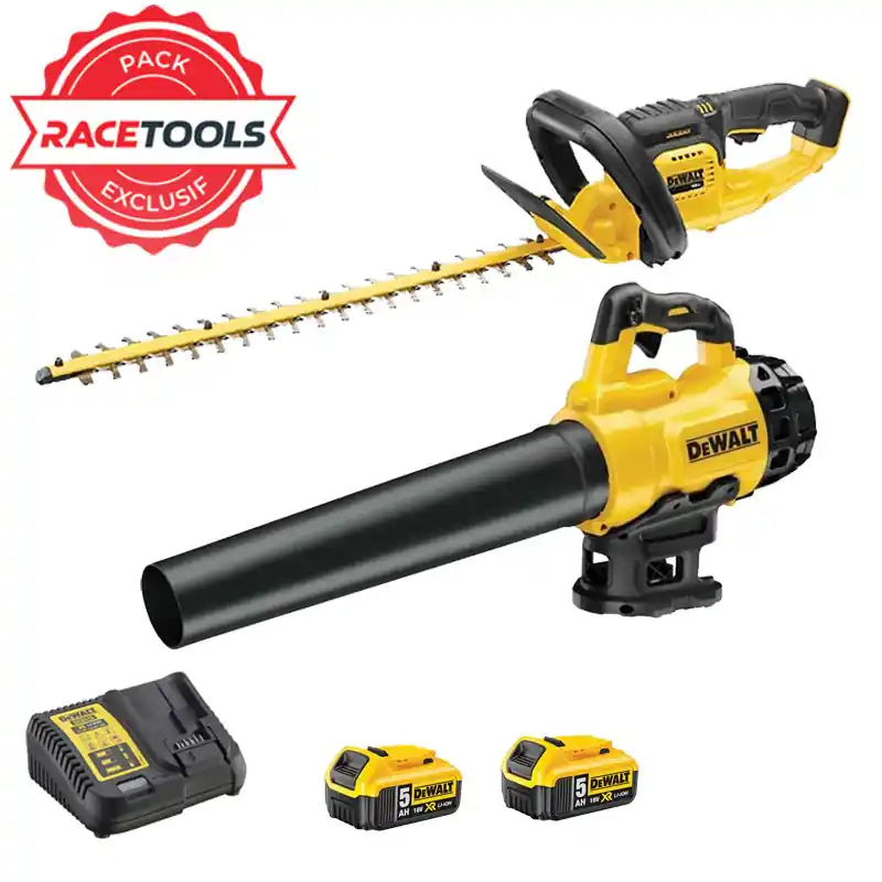 Nouvelle Collection Pack 2 outils DEWALT DCKRT02GA Souffleur + Taille-haie 18V + 2 batteries + chargeur