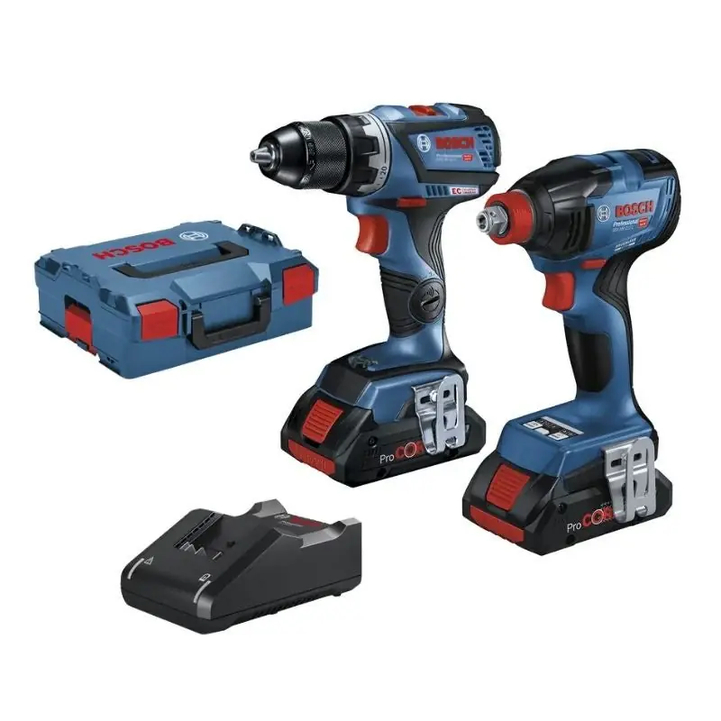 Haute Qualité Pack BOSCH 06019J0204 Visseuse à chocs GDX 18V-210 C + Perceuse-visseuse GSR 18V-60 C + 2×4.0Ah ProCORE L-BOXX