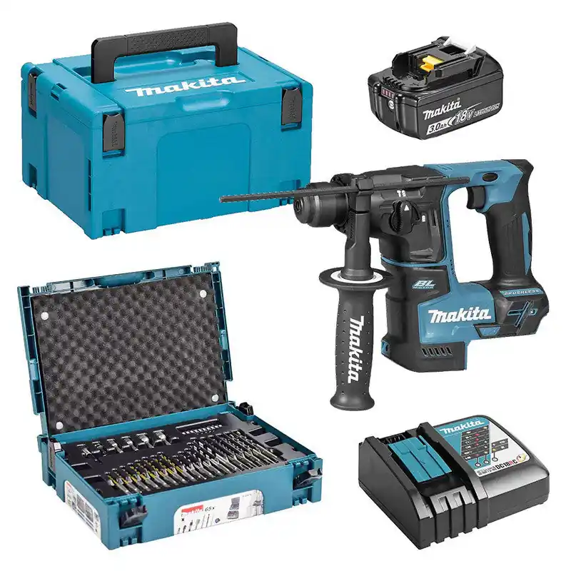 Perforateur MAKITA DHR171FJX1 SDS-Plus 18V (1 x 3Ah) Li-Ion 17mm + Coffret 65 pièces Promotion