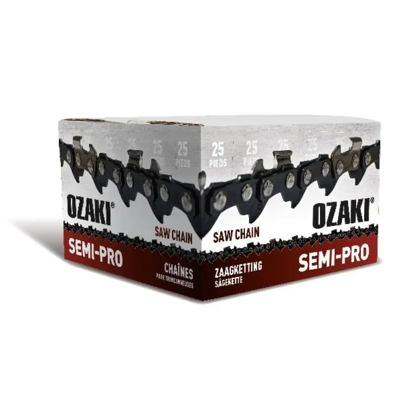 Rouleau de chaîne de tronçonneuse semi-carrée, 3/8&Prime;063 25 pieds OZAKI ZK38SC6325P Bon Marché