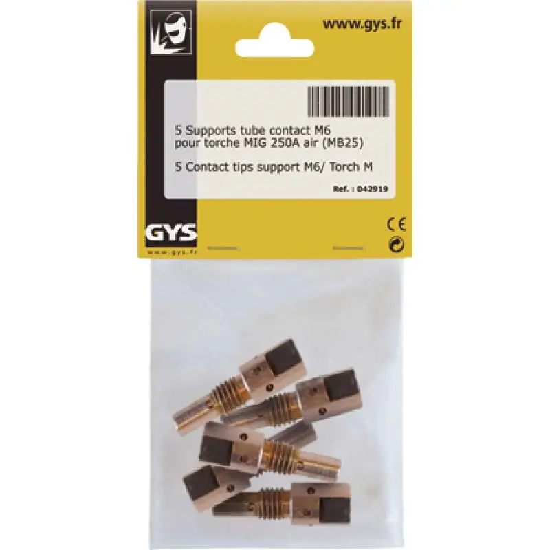 Populaire Lot de 5 supports tube contact m6 – torche mig 250 a GYS 042919