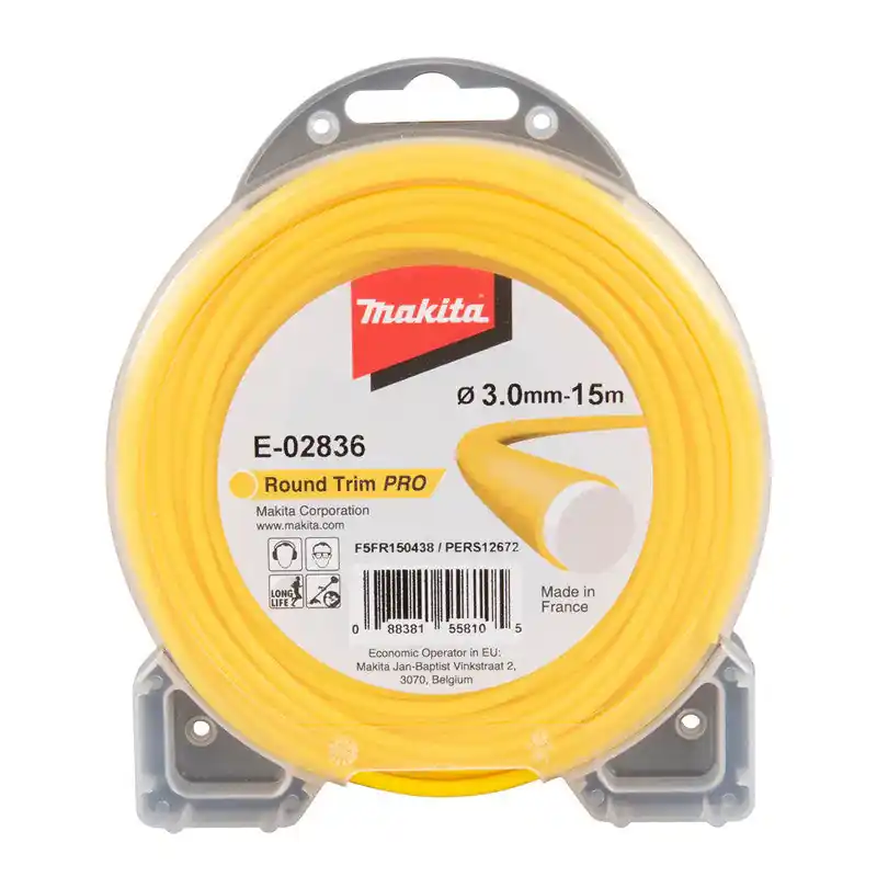 Bobine de fil co-extrudé jaune 3,0mm x 15m rond MAKITA E-02836 Réduction