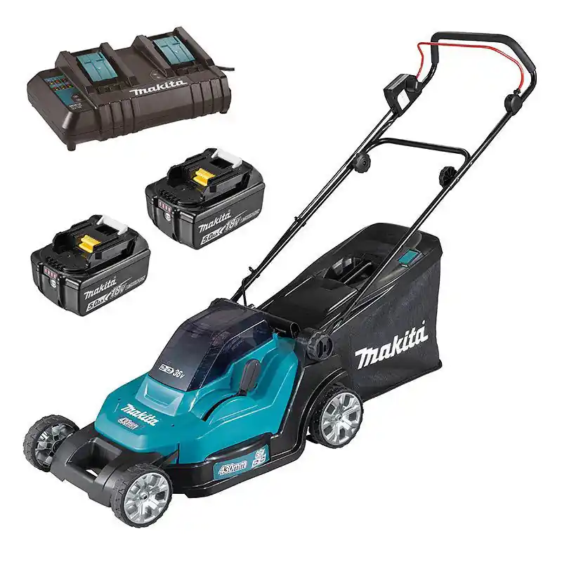 Super Prix Tondeuse à gazon MAKITA DLM432CT2 (36V) 43 cm (2 x 5,0 Ah)