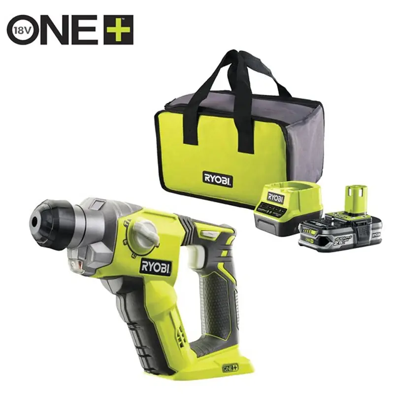Bon Marché Marteau perforateur SDS-Plus RYOBI R18SDS-125S 4 modes 18V 1,3 joules EPTA + 1 batterie Lithium+ 2,5 Ah