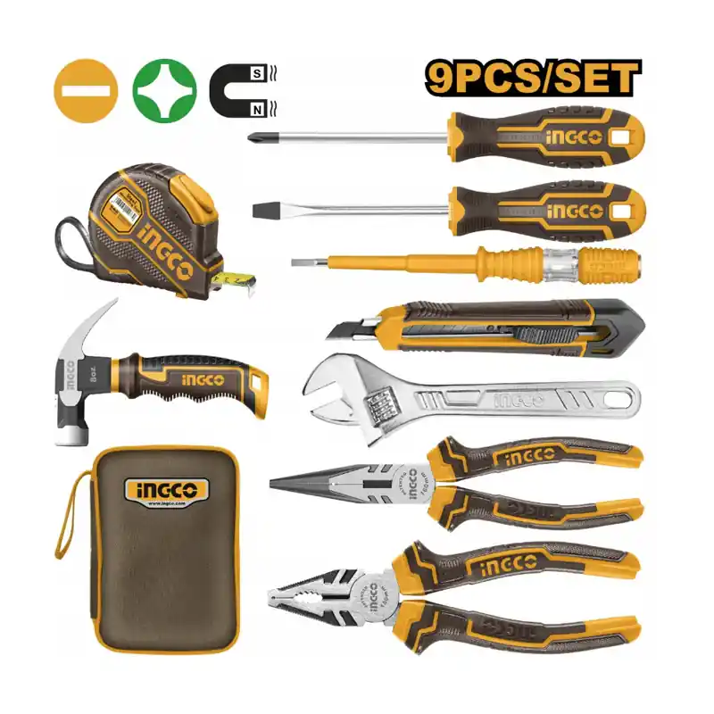 Kit outils à main de 9 pièces avec sac en toile – INGCO – HKTH20809 Dernière Chance
