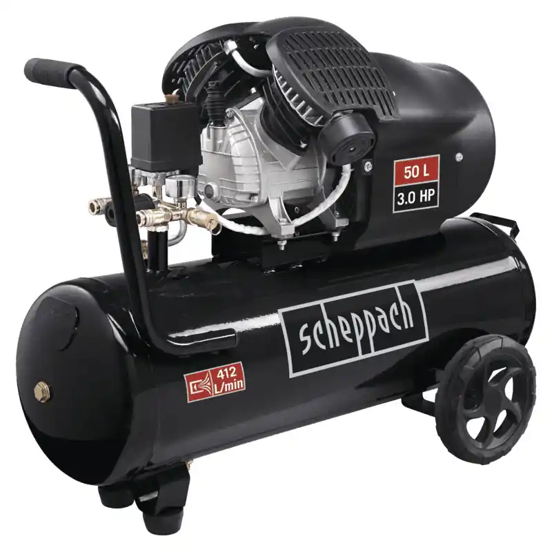 Prix Promo Compresseur 50L SCHEPPACH HC53DC Black Edition – bicylindres 2200W