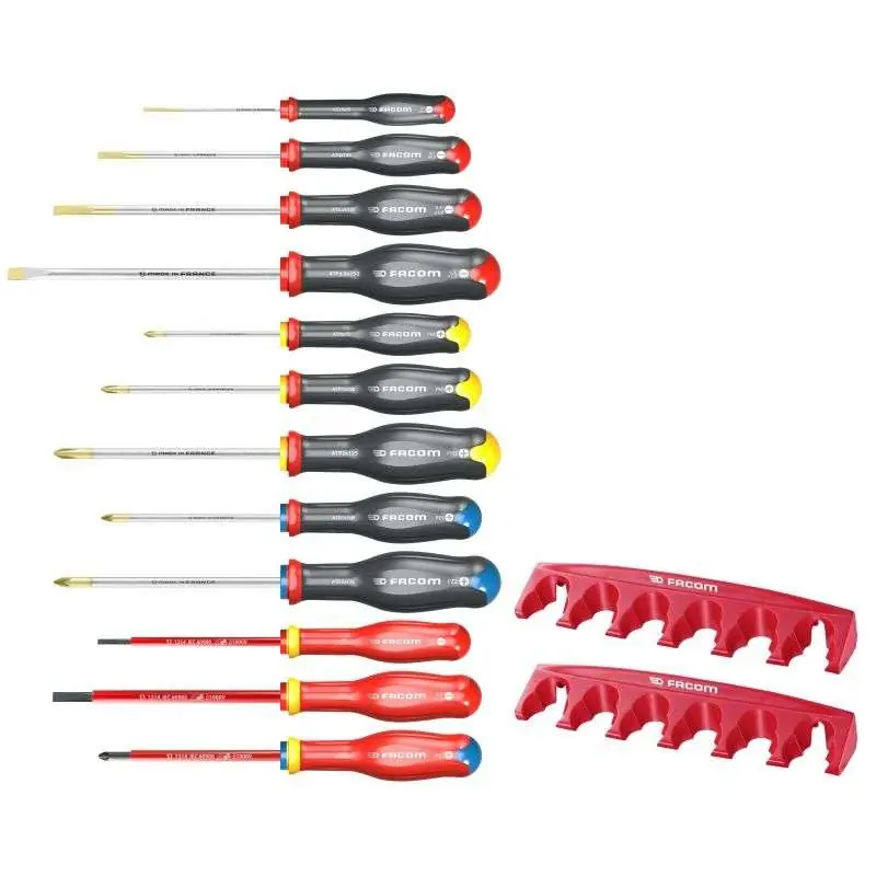 Jeu de 12 tournevis Protwist avec 2 racks FACOM AT.J12R1PB Dernier Modèle