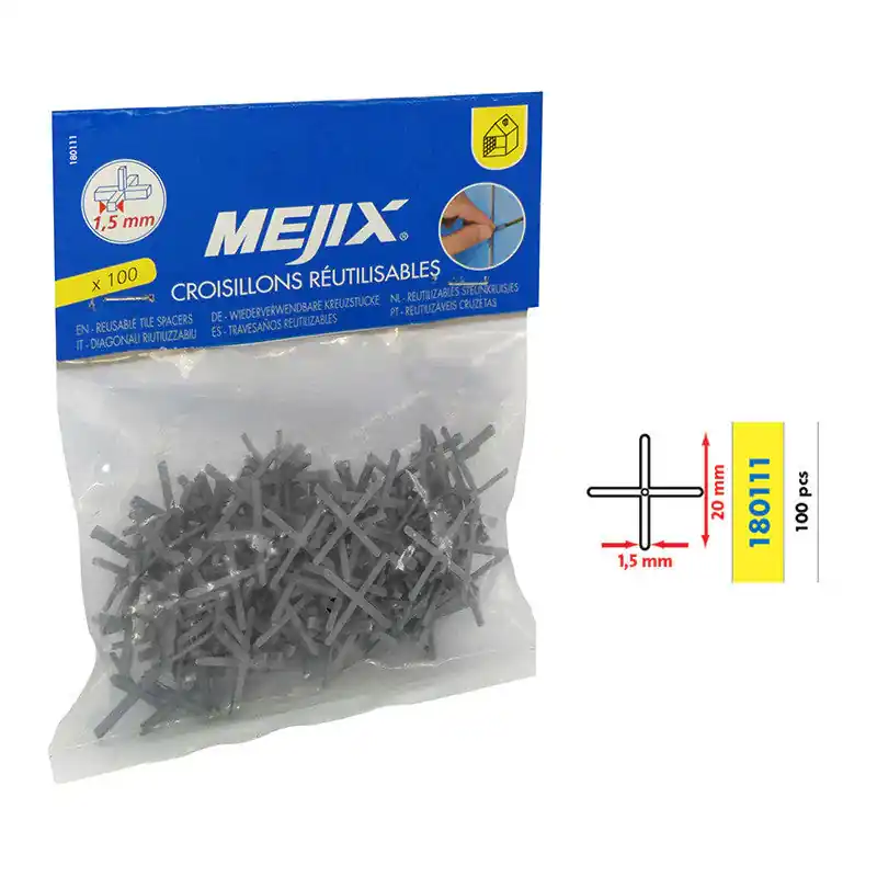 Populaire Croisillons ECO 1.5/2/3/4/5mm MEJIX – réutilisables – 100 pièces