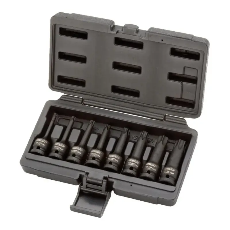 Jeu de 8 douilles tournevis à chocs longues TORX® 1/2‘‘, T30 à T80 – KS TOOLS – 911.0901 Bon Plan