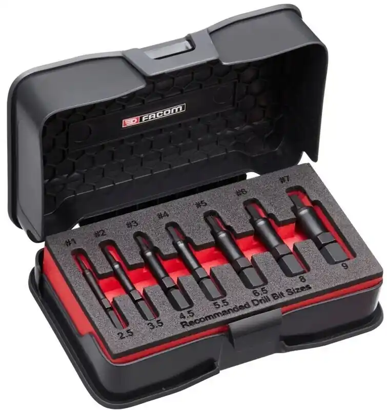 Coffret d’extracteurs de vis et goujons cassés OGV Grip 7 pièces – FACOM SXE.J7MGRPPB Commande En Gros