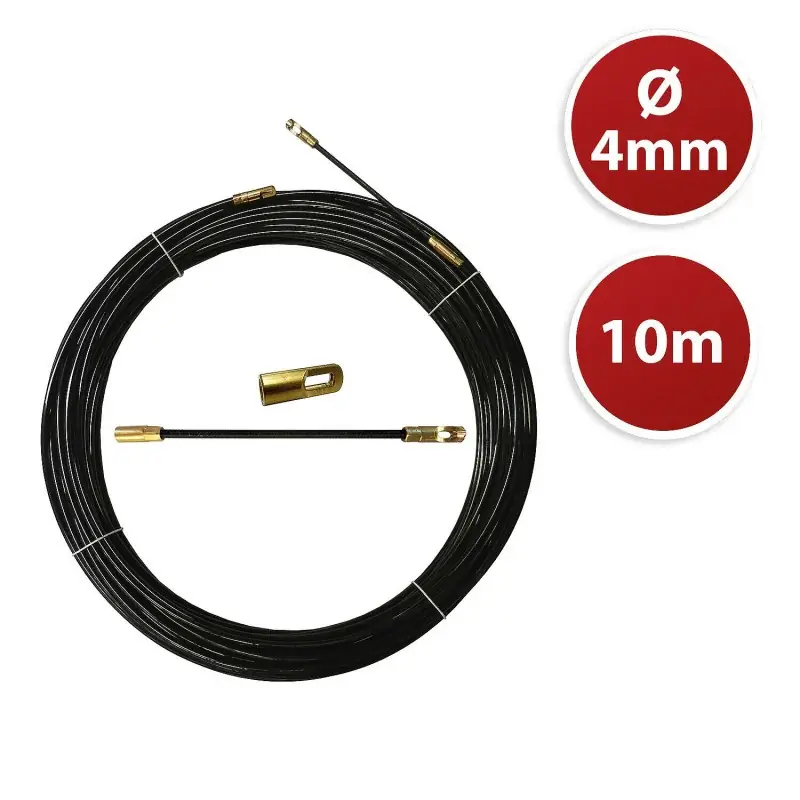 Tire fils noir en nylon Ø4mm, 10m, à tête interchangeable TECNID – VELAMP – SYN4-010 Bon Plan