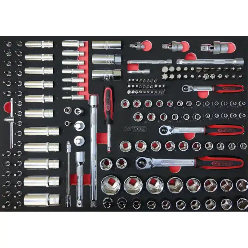 Prix Cassé Module de douilles et accessoires 1/4‘‘ – 3/8‘‘ – 1/2‘‘, 175 pièces – KS TOOLS – 711.1011