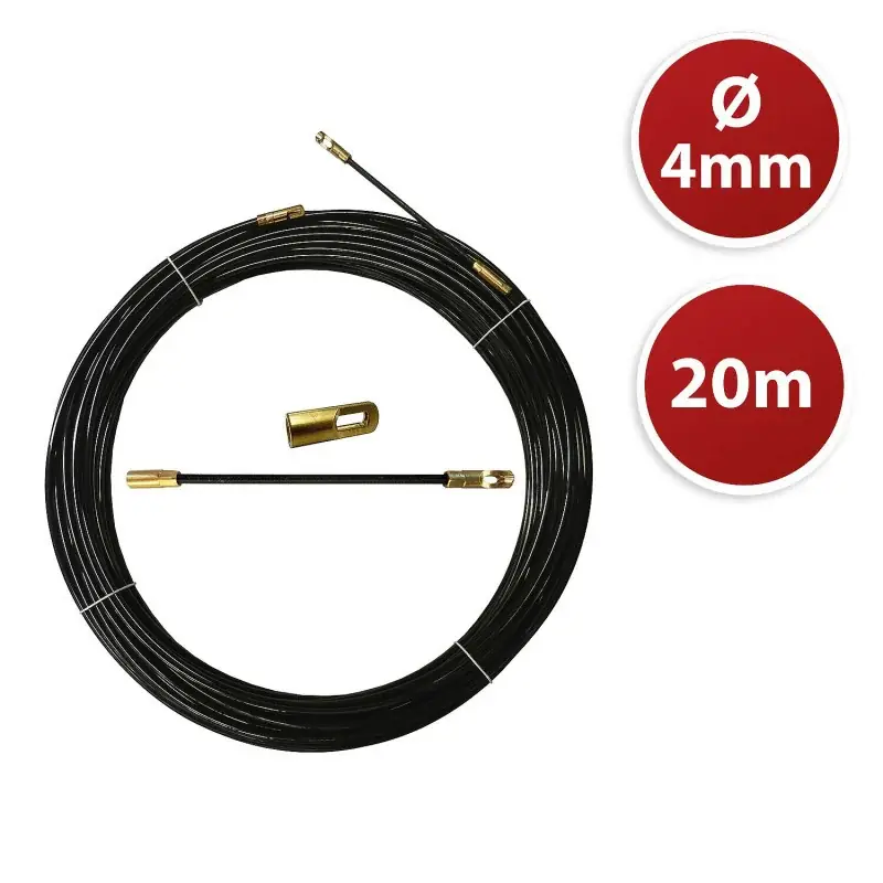 Offre Du Jour Tire fils noir en nylon Ø4mm, 20m, à tête interchangeable TECNID – VELAMP – SYN4-020