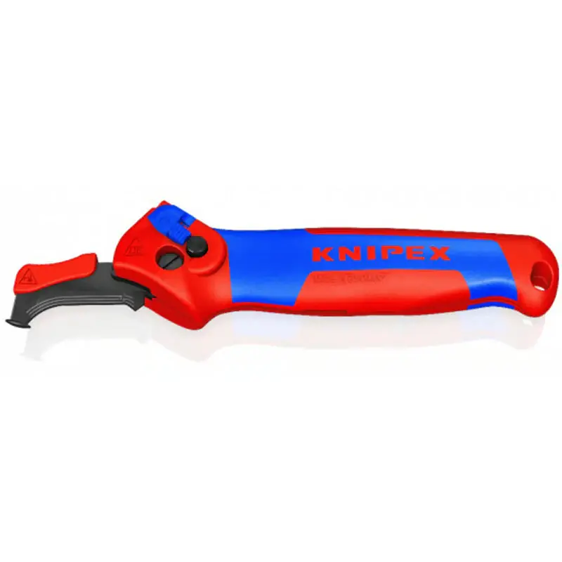 Nouvel Arrivage Couteau d‘électricien 180mm – Lame avec sabot de guidage – 3 positions de coupe KNIPEX – 1650145SB