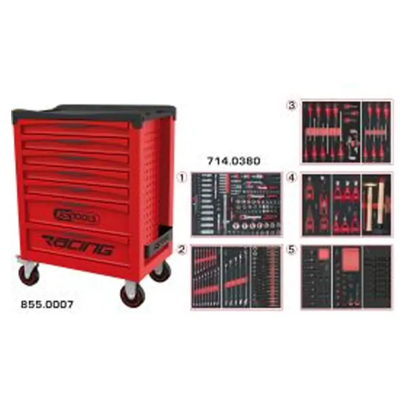Prix Cassé Servante RACING 7 tiroirs équipée de 384 outils – KS TOOLS – 855.7380
