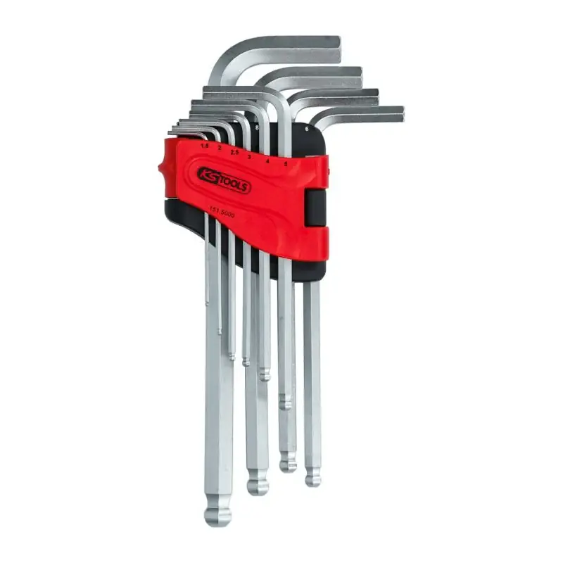 Jeu de 10 clés mâles longues coudées 6 pans et tête sphérique, 1,5 à 10 mm - KS TOOLS - 151.5000 Satisfait Ou Remboursé
