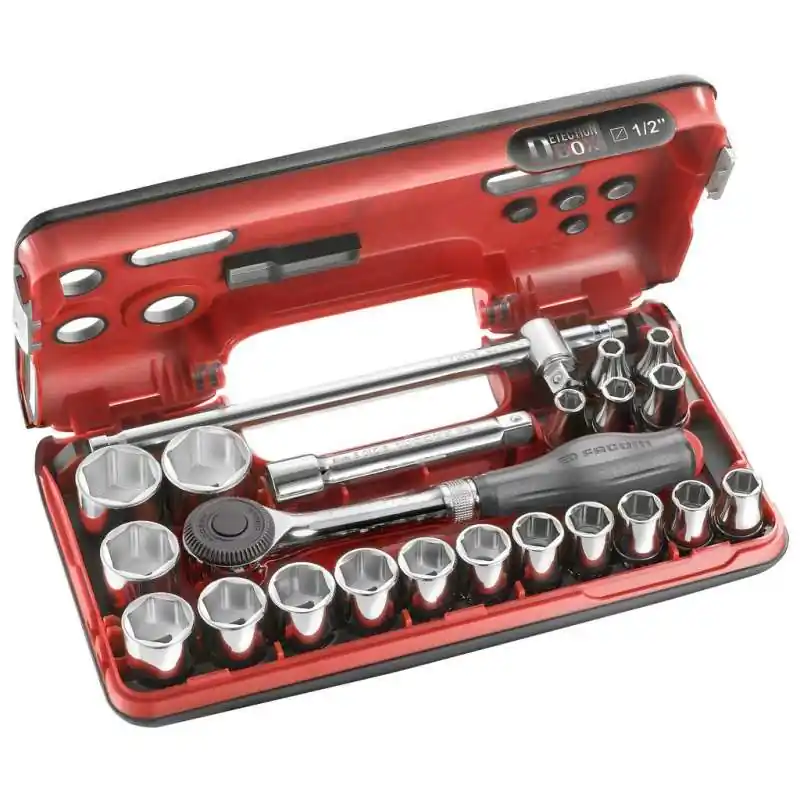 Meilleur Choix Coffret de clé à cliquet manche rotatif DBOX FACOM S.360DBOX4PB avec douilles 1/2‘‘ 6 pans (22 pièces)