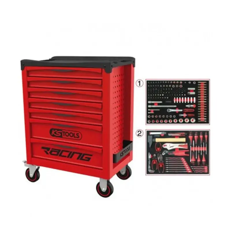 Prix Cassé Servante RACING 7 tiroirs équipée de 184 outils - KS TOOLS - 855.7184