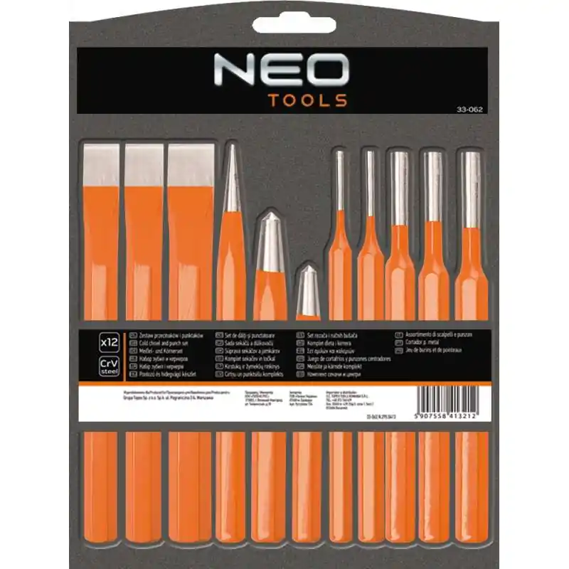 Ensemble de Poinçons et Burins NEO TOOLS 33-062 12 pièces Promotion Saisonnière