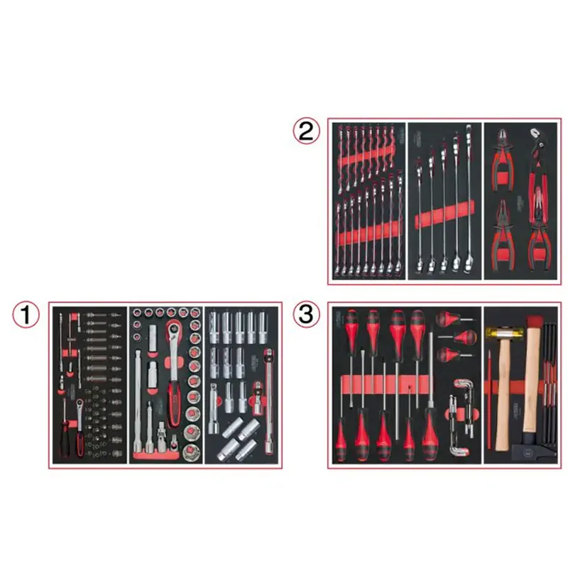 Expédition Rapide Composition d‘outils 3 tiroirs pour servante, 158 pièces – KS TOOLS – 714.0158