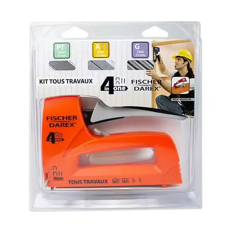 Nouvel Arrivage Kit multi-fonctions agrafeuse-cloueuse agrafes cavaliers pointes FISCHER DAREX – 25141649