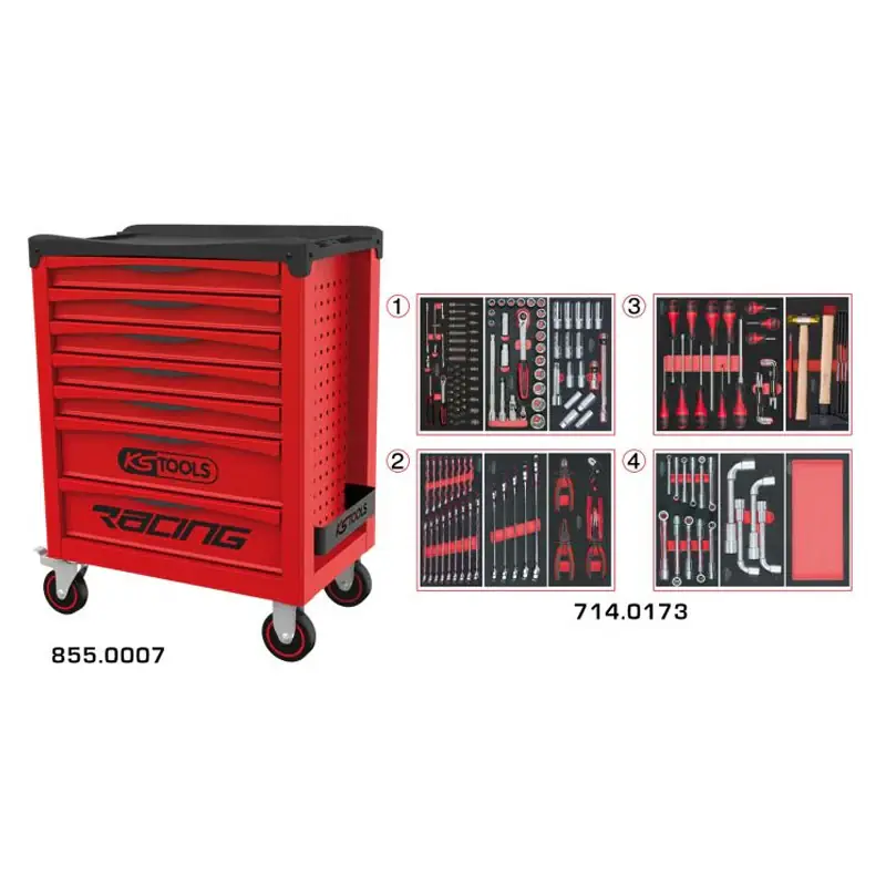 Servante RACING 7 tiroirs équipée de 173 outils – KS TOOLS – 855.7173 Certifié