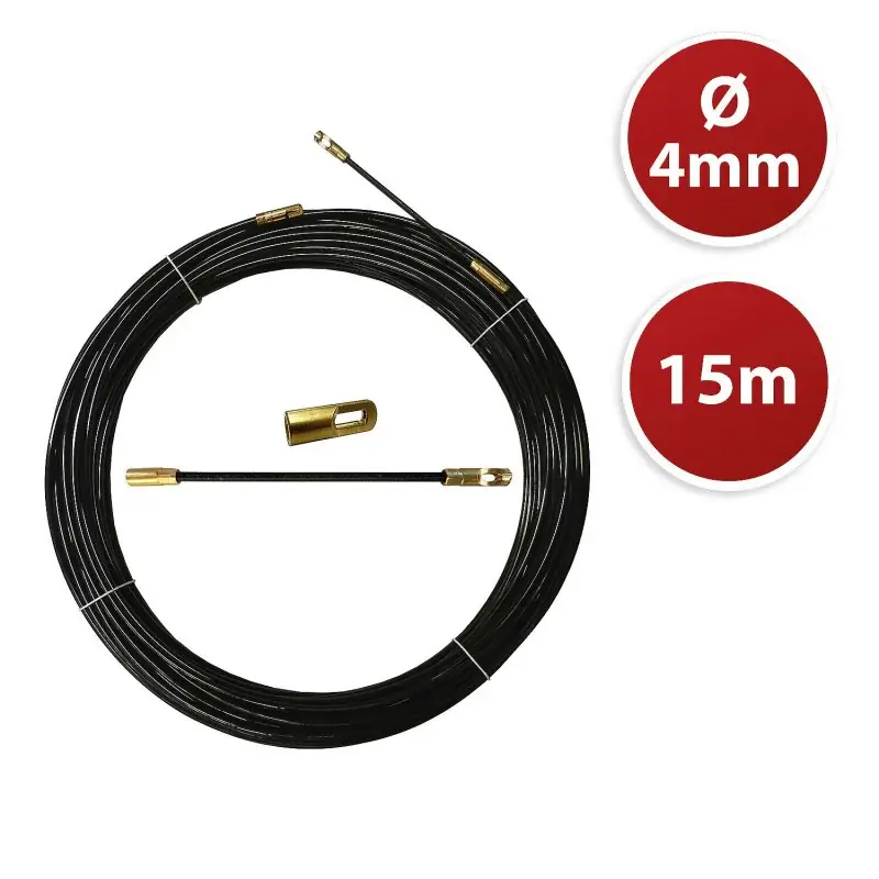 Tire fils noir en nylon Ø4mm, 15m, à tête interchangeable TECNID – VELAMP – SYN4-015 Commander Maintenant