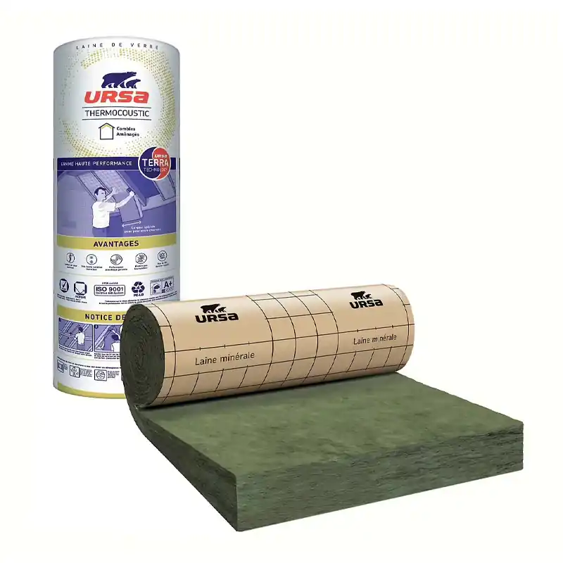 Panneau roulé laine de verre URSA Thermocoustic pour combles aménagés 4m x 1,2m x 16cm Livraison Express