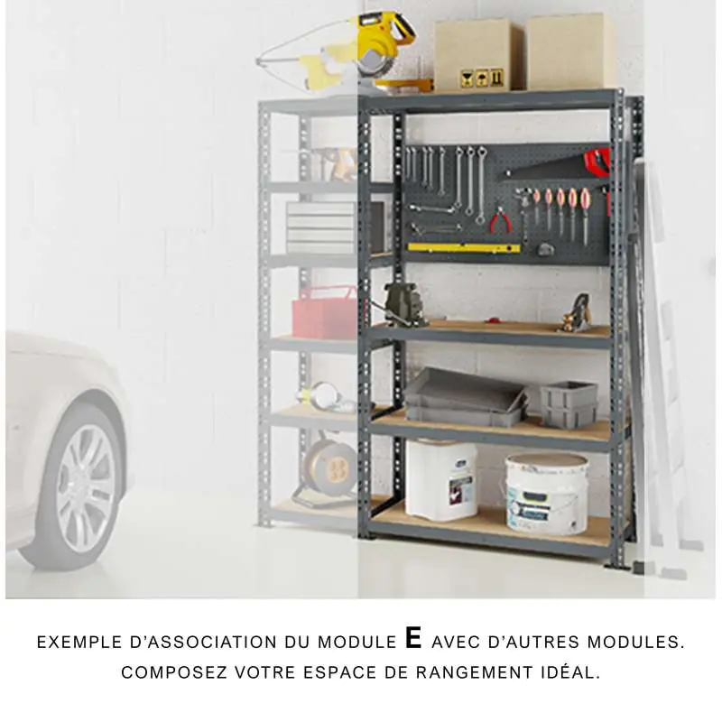 *OLD* Extension établi-étagère charge lourde MODULÖ STORAGE avec 4 plateaux de 100 cm de long et 1 panneau (SYSTÈME EXTENSION) Vente Flash