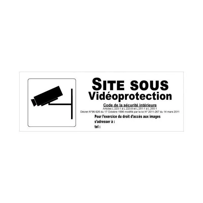 LOT DE 5 PLAQUES 33x12 Site sous vidéoprotection + picto Dernière Chance