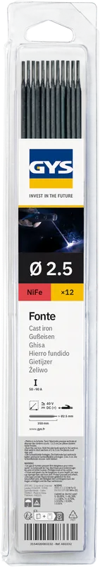 Commander Vite Lot de 12 éléctrodes en fonte GYS 083332 – Ø2,5mm – Blister