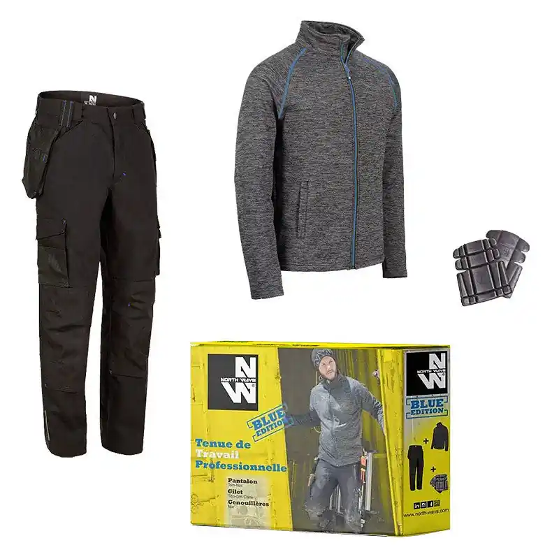 Haute Qualité Box tenue de travail professionnelle NORTH WAYS Pantalon + Gilet + Genouillères