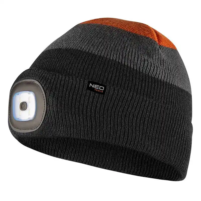 Prix Réduit Bonnet avec lampe intégrée NEO TOOLS 81-631 noir gris orange
