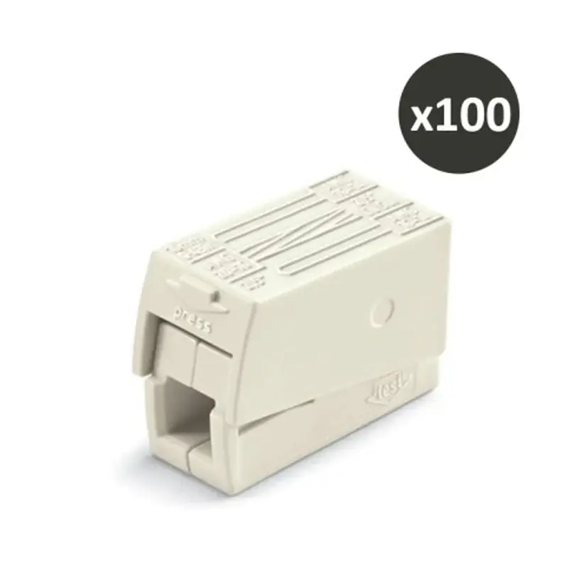 Lot de 100 bornes pour luminaires WAGO 2,5 mm² / 2 rigides – 1 souple / 105°C / Blanc Affaire À Saisir