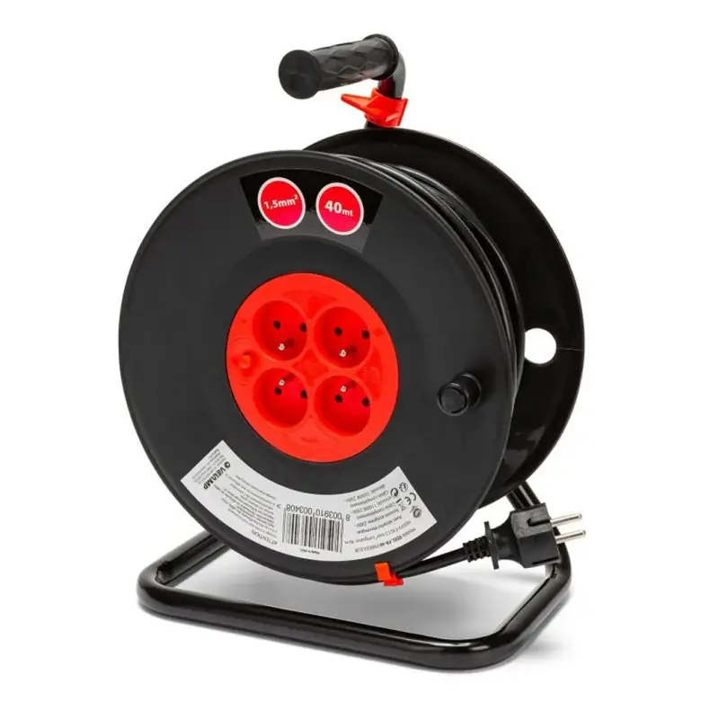 Promotion Enrouleur bricolage, 4 prises, H05VV-F3G1.5MM2, 40M , NF,CE - VELAMP - REEL-FR-40