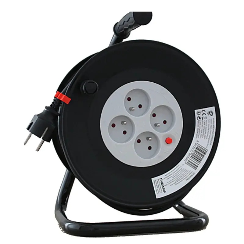 Enrouleur bricolage, 4 prises, H05VV-F3G1.5MM2, 25M , NF,CE – VELAMP – REEL-FR-25 Retour Gratuit