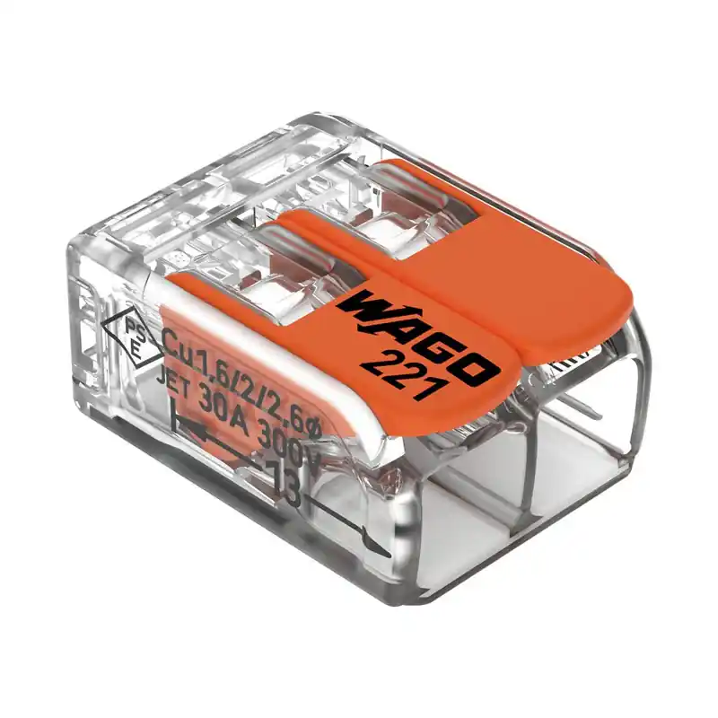 Vente Directe Lot de 50 bornes WAGO 221 2x6mm² à leviers souple & rigide