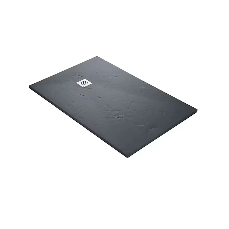 Receveur résine MARMOX gris ardoise imitation ardoise – grille carrée excentrée Satisfait Ou Remboursé