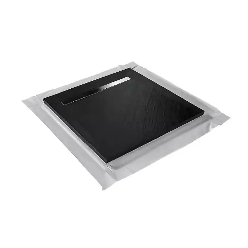 Receveur pierre naturelle graphite noir MARMOX grille caniveau excentrée Must-Have