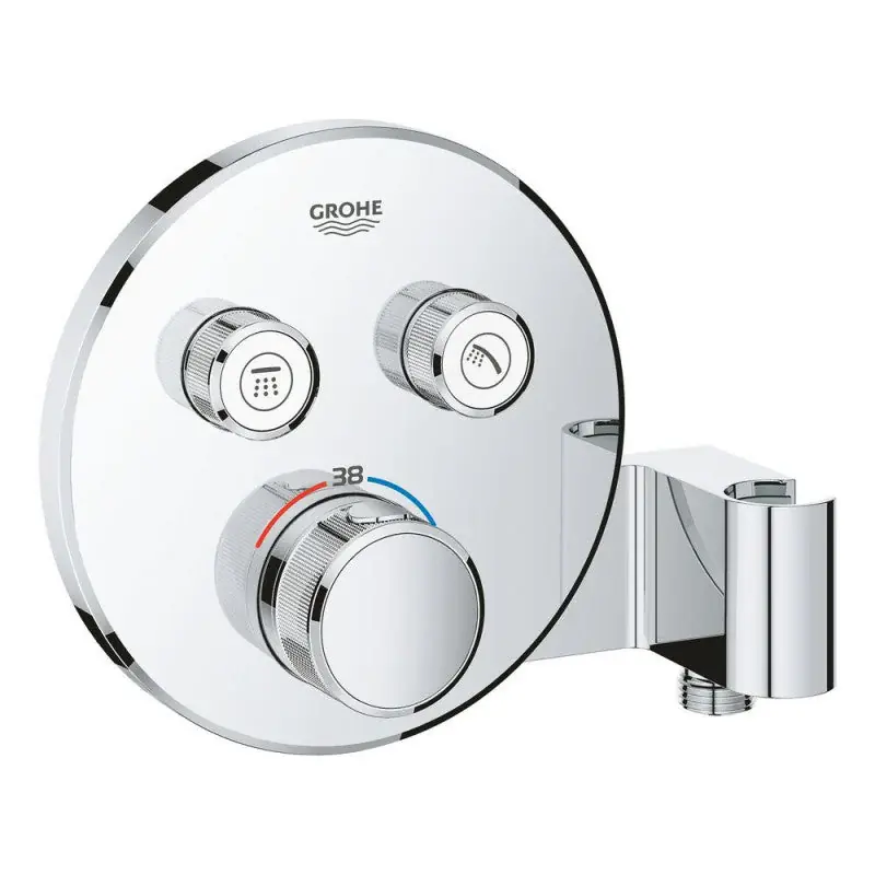 Promotion Thermostatique encastré rond GROTHERM SMARTCONTROL GROHE 29120000 2 sorties – chrome