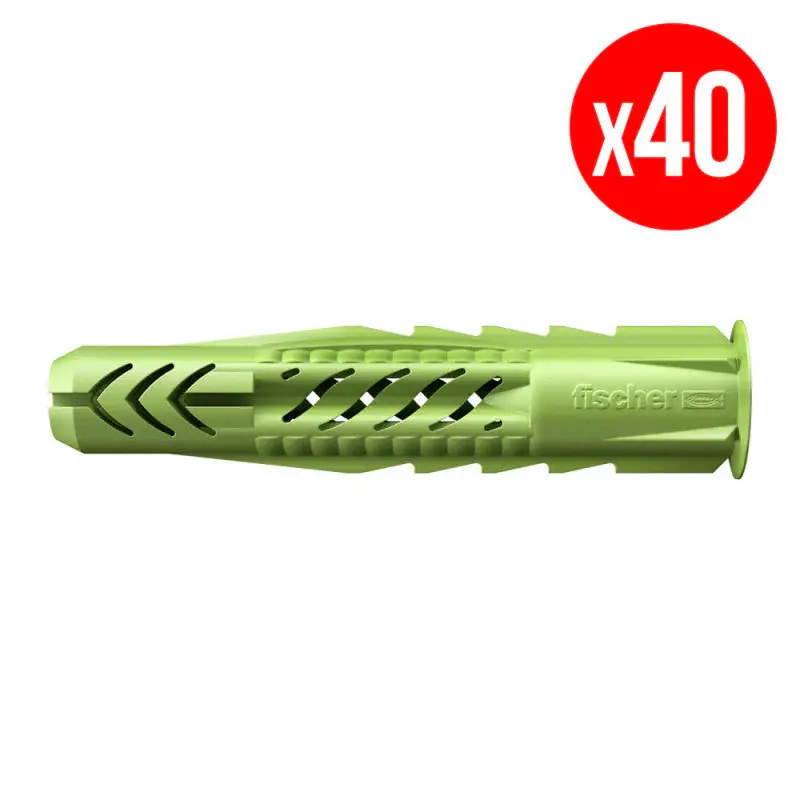 Petit Prix Sachet de 40 chevilles universelles UX GREEN FISCHER 524855 Ø6 x 50 mm sans vis