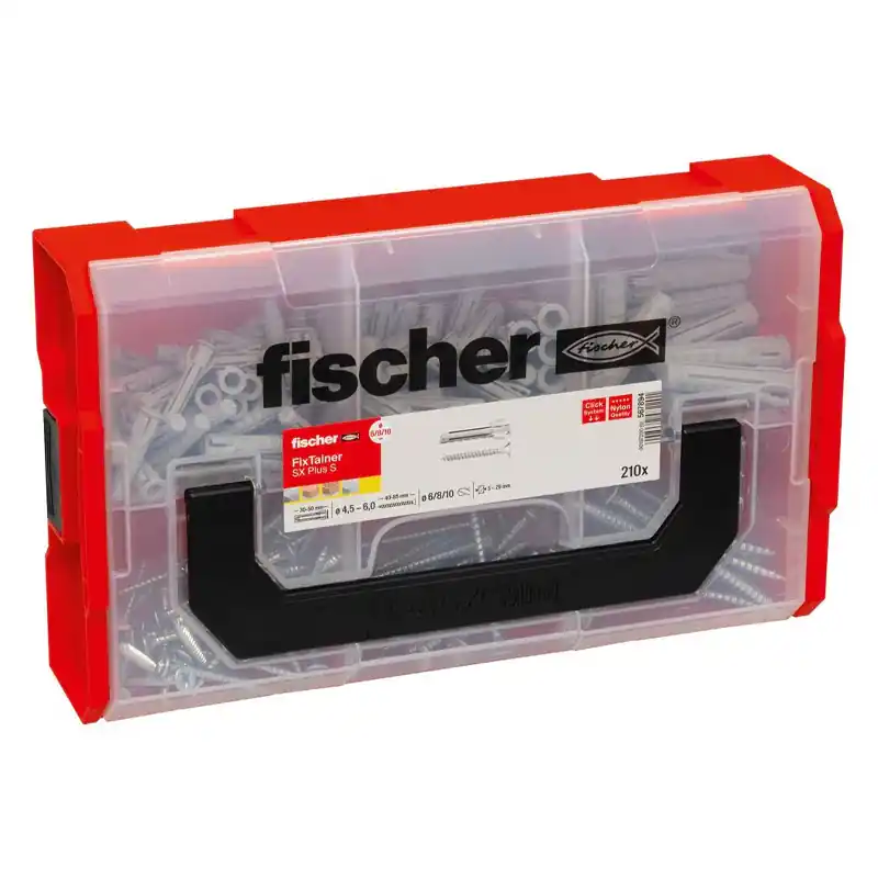 Expédition Rapide Coffret FixTainer chevilles SX Plus 6,8 / 10 avec vis FISCHER 567894