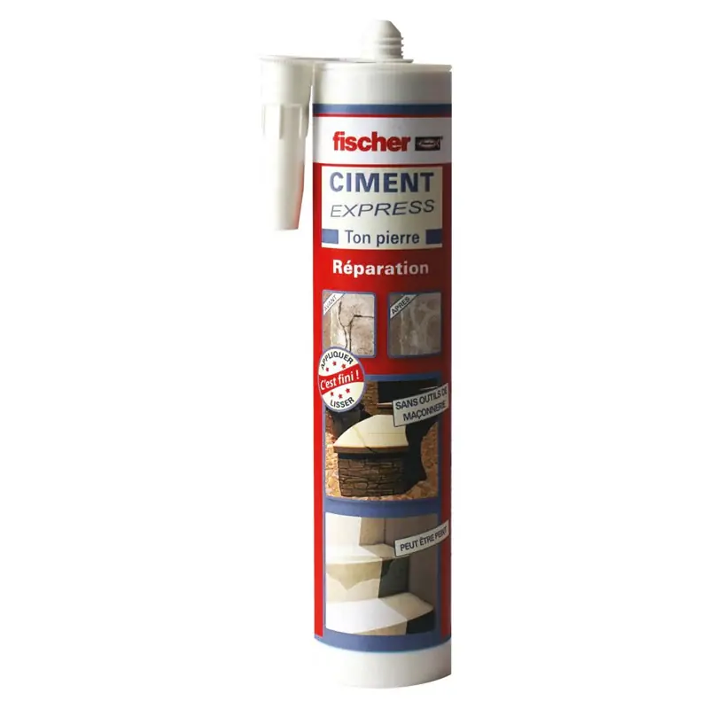 Dernier Modèle Lot de 12 cartouches de ciment express ton pierre 310 ml FISCHER 522688 prêt à l’emploi