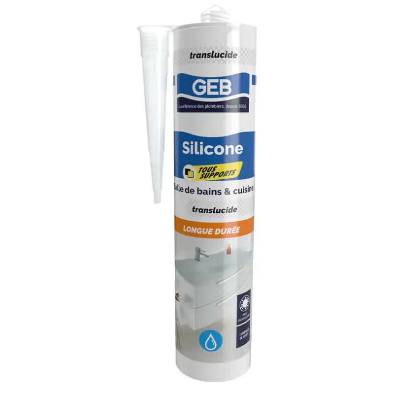 Top Vente Silicone tous supports – GEB – 590502 – Translucide – Cartouche 280 ml