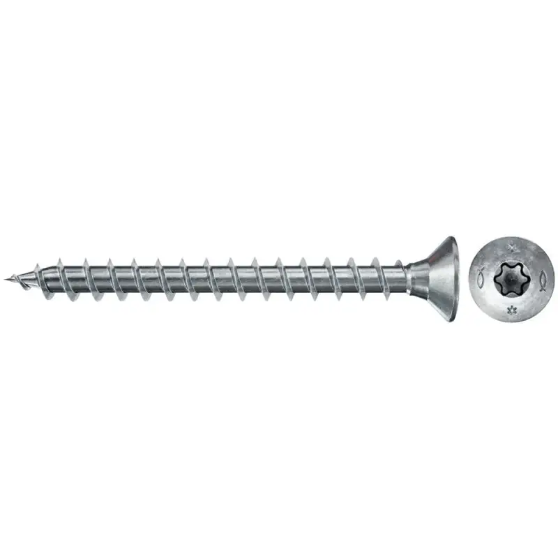 Haute Qualité Boîte de 200 vis bois PowerFast II FPF II CTF tête fraisée FISCHER empreinte TX – zingué blanc – filetage total