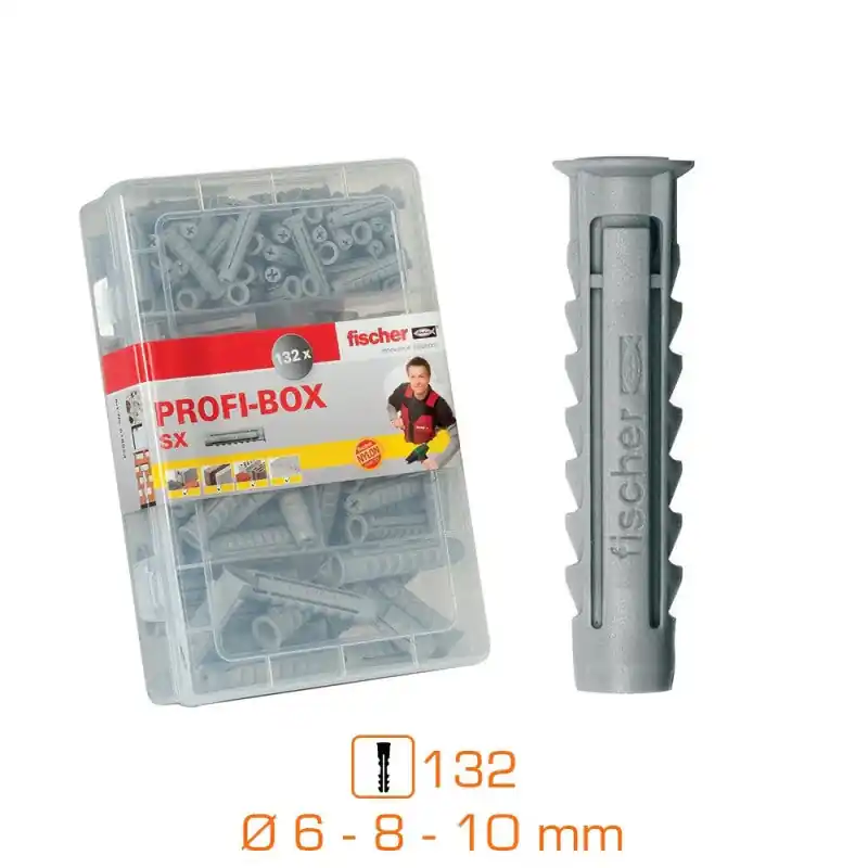Boîte de 132 chevilles tous matériaux FISCHER 518524 nylon SX – Ø6-8-10 mm Livraison Express