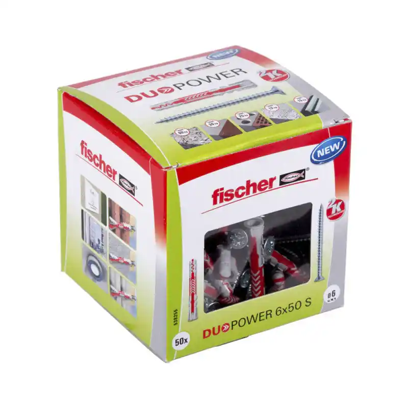 Boîte de 50 chevilles Duopower avec vis FISCHER 538255 Ø6 x 50 mm Usine Directe